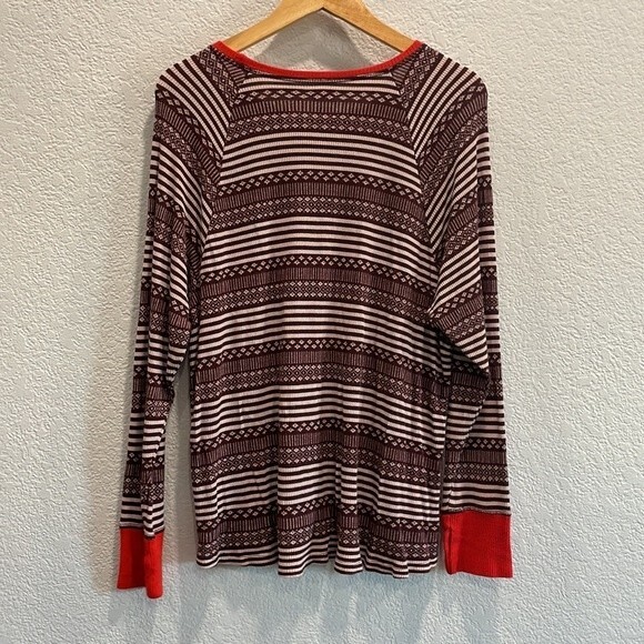 Aerie Burgundy & Red Fair Isle Crew Neck Long Sleeve Thermal Size Medium - Picture 8 of 9